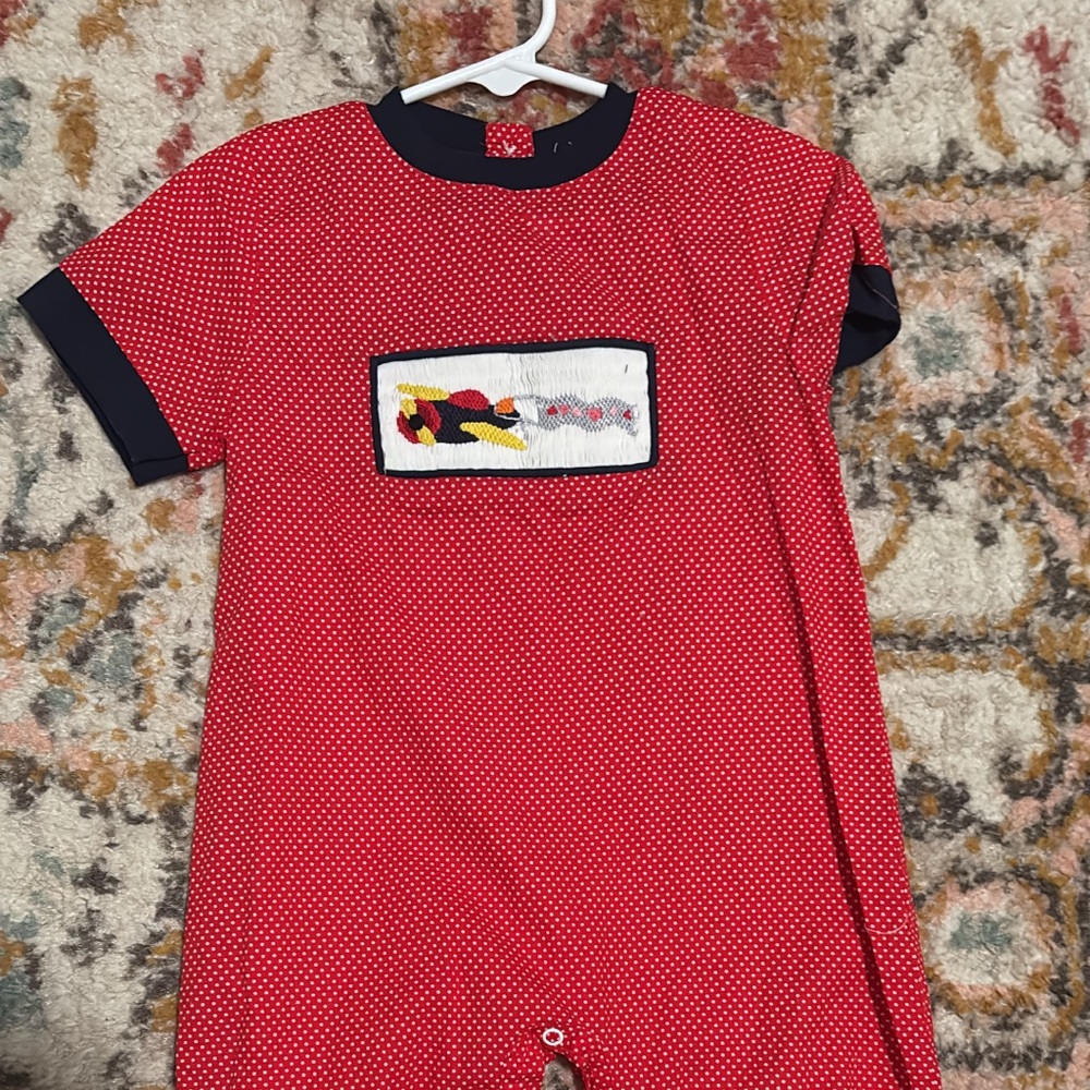 Charming Red Kids Bodysuit with Navy Accents